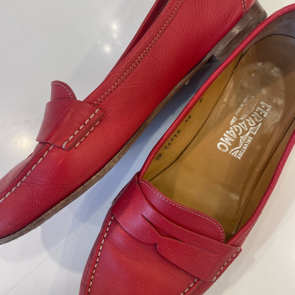 Salvatore Ferragamo Red Loafers - Picture 6 of 8
